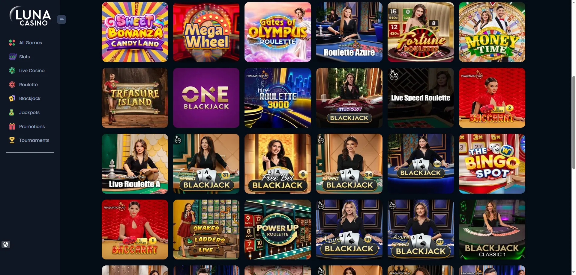 Casino en vivo de Luna Casino — ruleta en tiempo real con crupieres reales