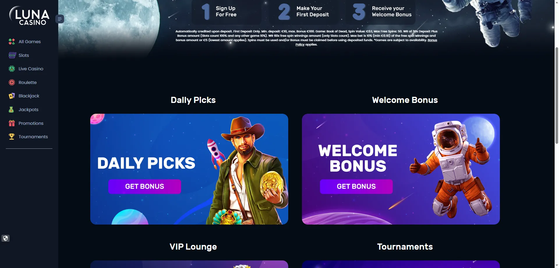 Código promocional Luna Casino — activa el bono de bienvenida 2026